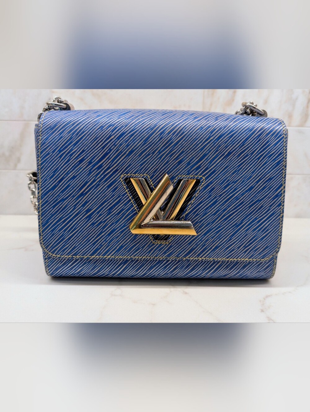 Louis Vuitton Blue Epi Twist MM Shoulder Bag